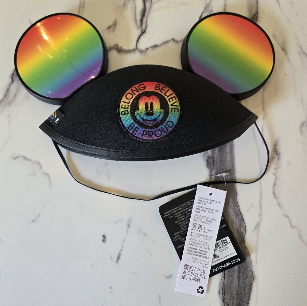 SALE Rainbow Pride Mickey Mouse Ears Hat With Elastic NWT